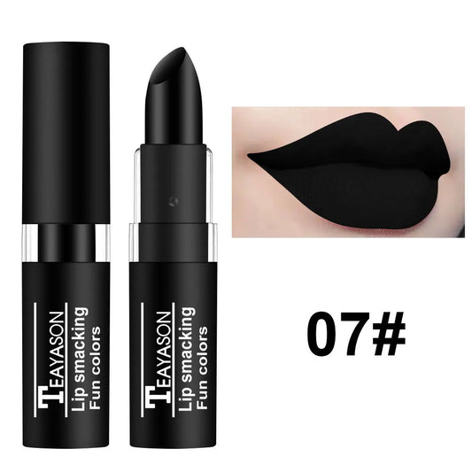 12 cores de batom à prova d'água de longa duração cosmético preto azul roxo verde fosco maquiagem brilho labial maquiagem batom vermelho