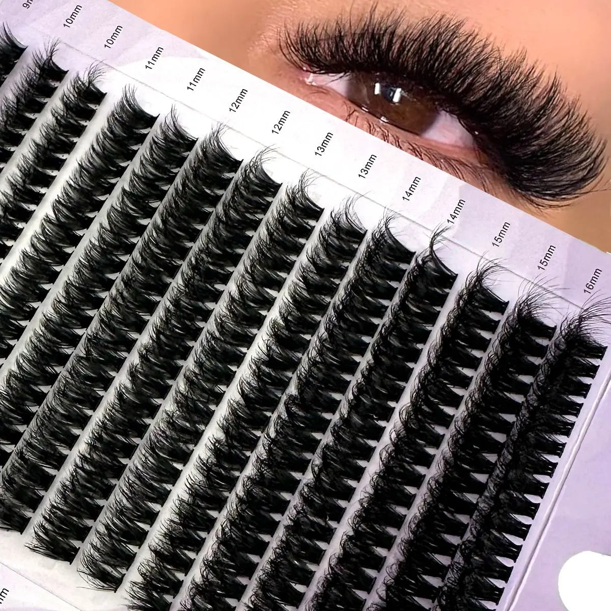 HBZGTLAD 14 fileiras 5D cílios postiços em cluster 60D/80D/100D cílios grossos D/DD curvatura 9-16 mm cílios individuais mistos extensões de cílios faça você mesmo