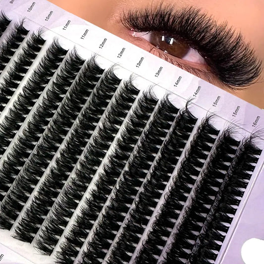 HBZGTLAD 14 fileiras 5D cílios postiços em cluster 60D/80D/100D cílios grossos D/DD curvatura 9-16 mm cílios individuais mistos extensões de cílios faça você mesmo