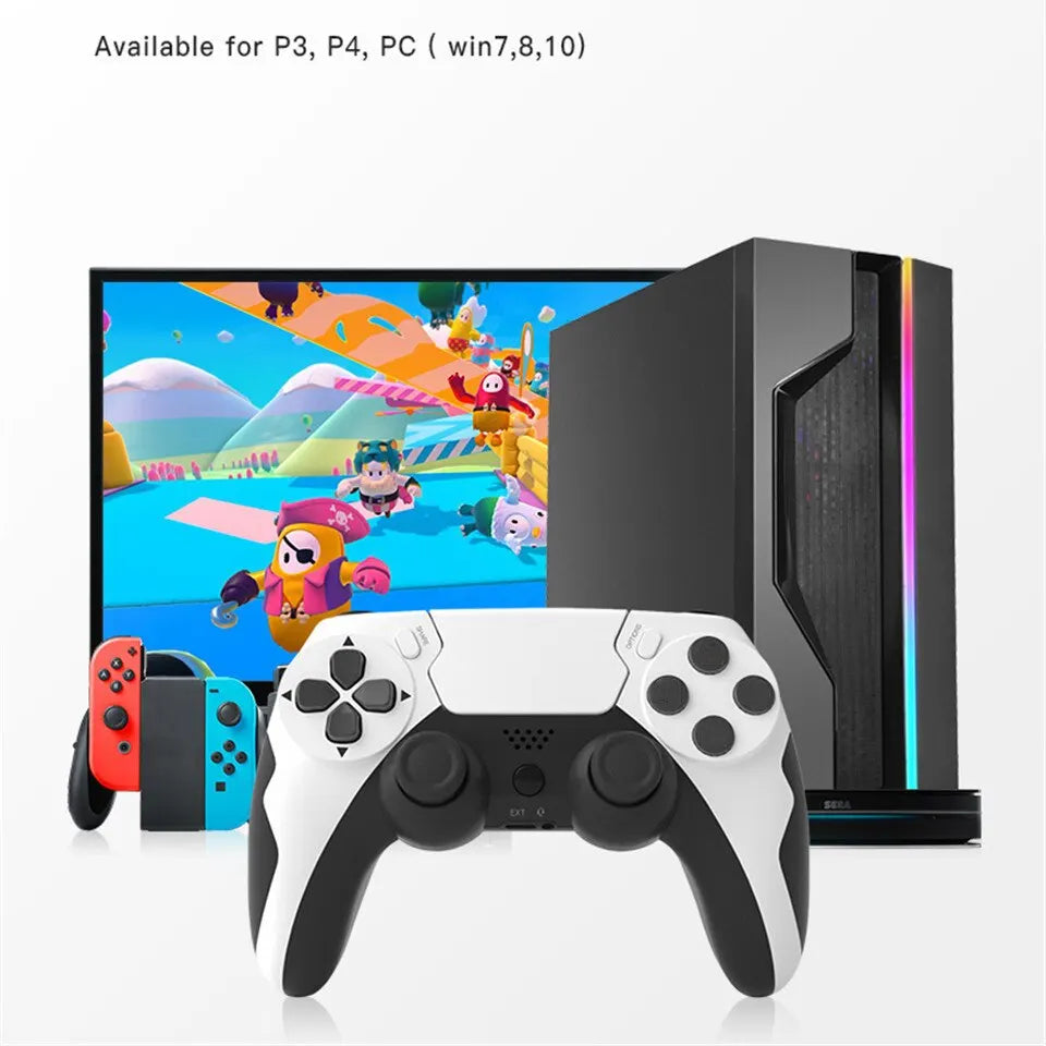 Controle sem fio GAMINJA P48 com giroscópio de seis eixos para console PS4 PS3, joystick para PC com vibração dupla Win 7, 8 e 10