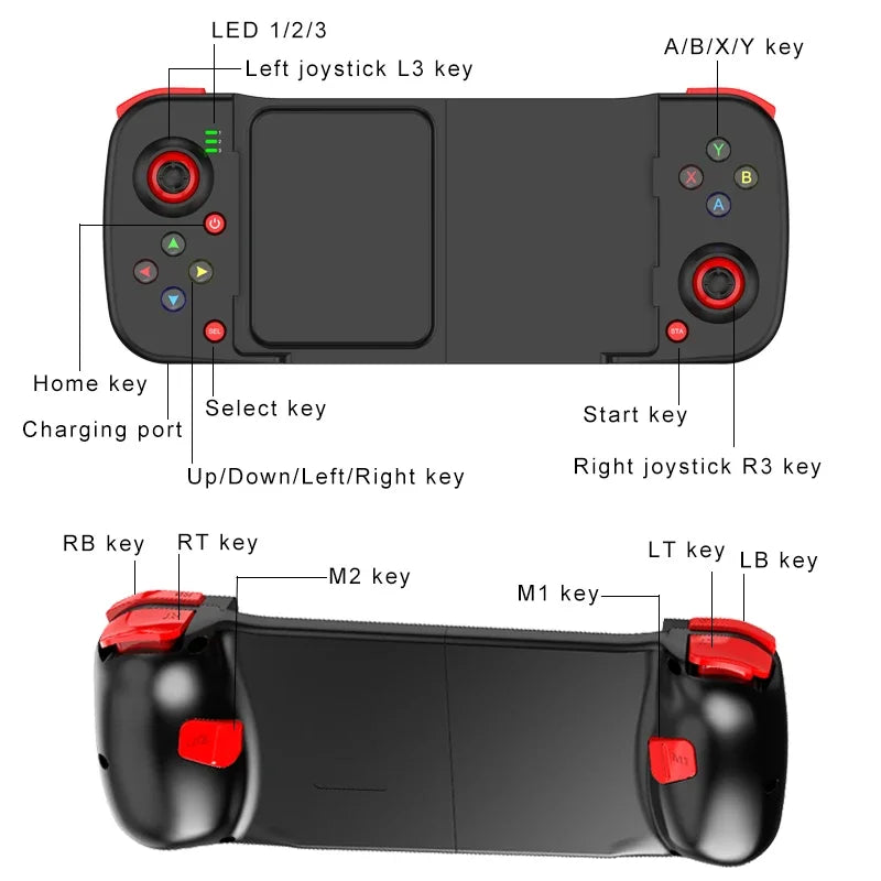 Controle de jogo sem fio extensível D3 Bluetooth 5.0 para celular Samsung Huawei Xiaomi Android iOS