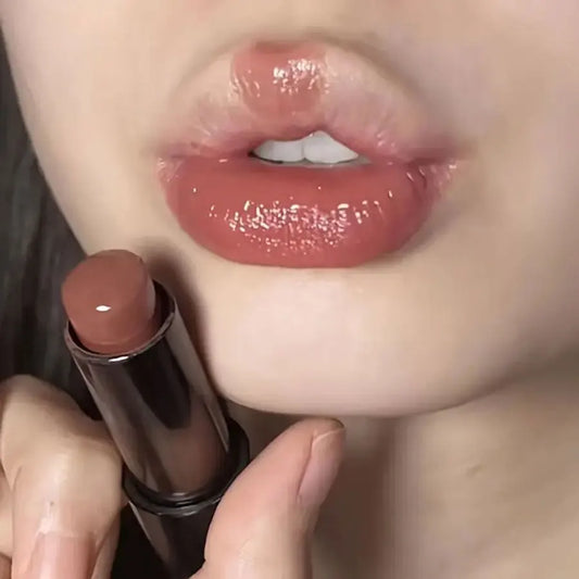 Batom vermelho marrom batom à prova d'água hidratante espelho batom gloss labial natural maquiagem de longa duração presente de dia dos namorados