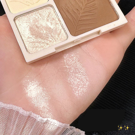 4 Cores Iluminador Contorno 3D Bronzeador Facial Cosmético Iluminador Bege Matte Destaques Paleta Sombra Pó para Nariz Maquiagem