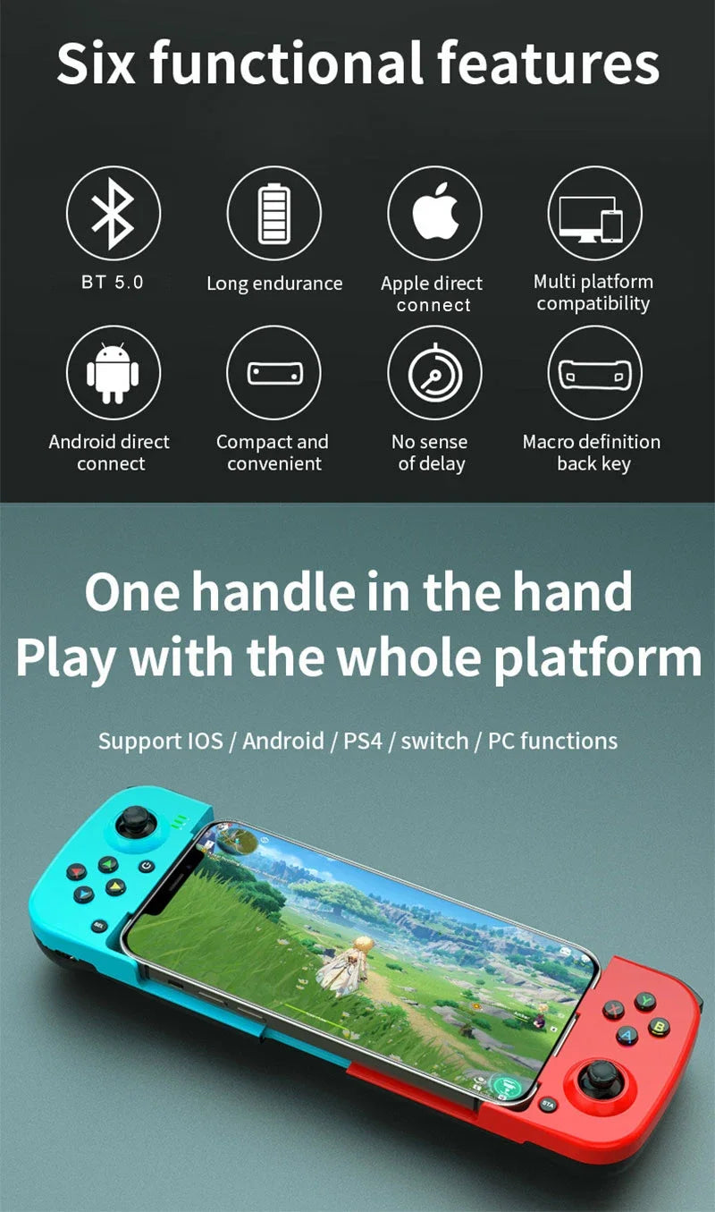 Controle de jogo sem fio extensível D3 Bluetooth 5.0 para celular Samsung Huawei Xiaomi Android iOS