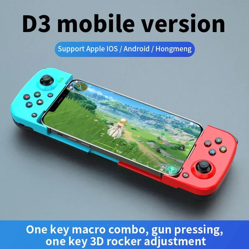 Controle de jogo sem fio extensível D3 Bluetooth 5.0 para celular Samsung Huawei Xiaomi Android iOS