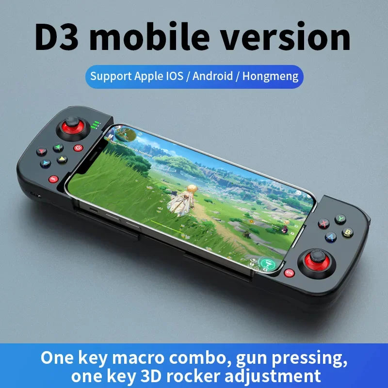 Controle de jogo sem fio extensível D3 Bluetooth 5.0 para celular Samsung Huawei Xiaomi Android iOS