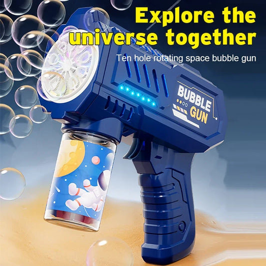 Pistola de bolhas totalmente automática, máquina de bolhas, soprador automático com líquido de bolhas, brinquedo para crianças, presentes de bolhas para praia e atividades ao ar livre