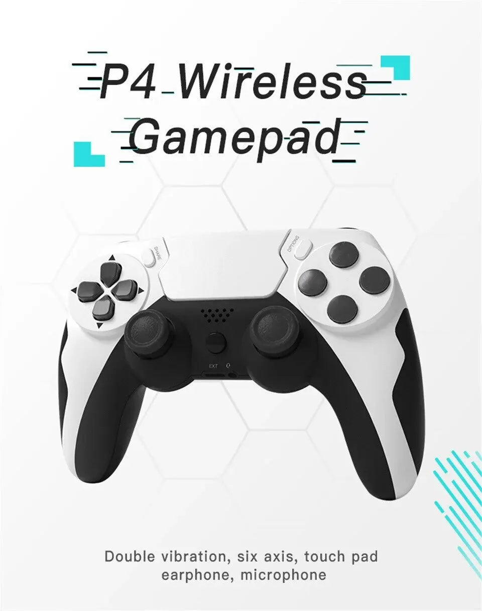 Controle sem fio GAMINJA P48 com giroscópio de seis eixos para console PS4 PS3, joystick para PC com vibração dupla Win 7, 8 e 10