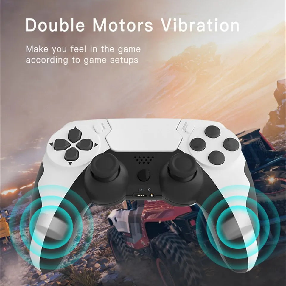 Controle sem fio GAMINJA P48 com giroscópio de seis eixos para console PS4 PS3, joystick para PC com vibração dupla Win 7, 8 e 10