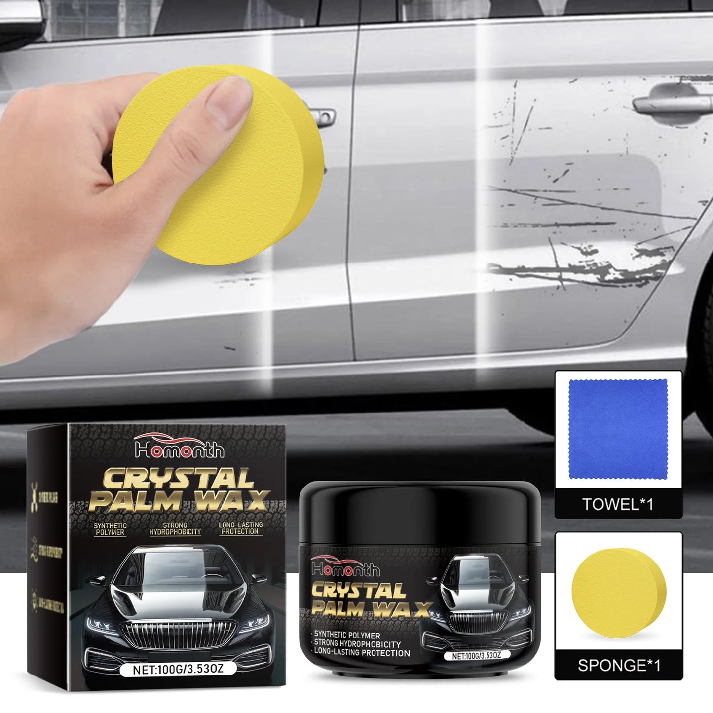 Conjunto de pasta de polimento para arranhões de carro, revestimento para reparo de arranhões de carro, pintura reformada, remoção de arranhões, pasta de polimento