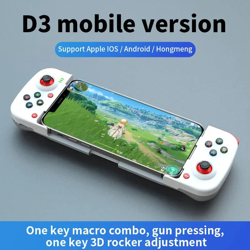 Controle de jogo sem fio extensível D3 Bluetooth 5.0 para celular Samsung Huawei Xiaomi Android iOS